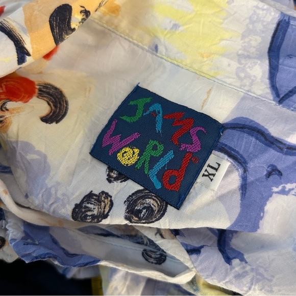 Vintage Jams World Blue and Orange Thailand Eastern Abstract Shirt XL - Picture 6 of 9